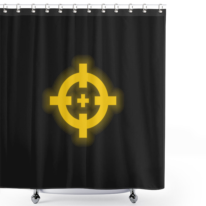 Personality  Aim Yellow Glowing Neon Icon Shower Curtains