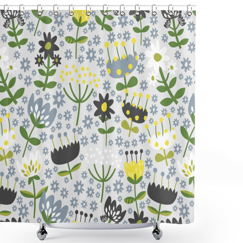 Personality  Flowers Repeat Pattern. Beautiful Retro Background. Elegant Fabric On Light Background Surface Pattern Design. Shower Curtains