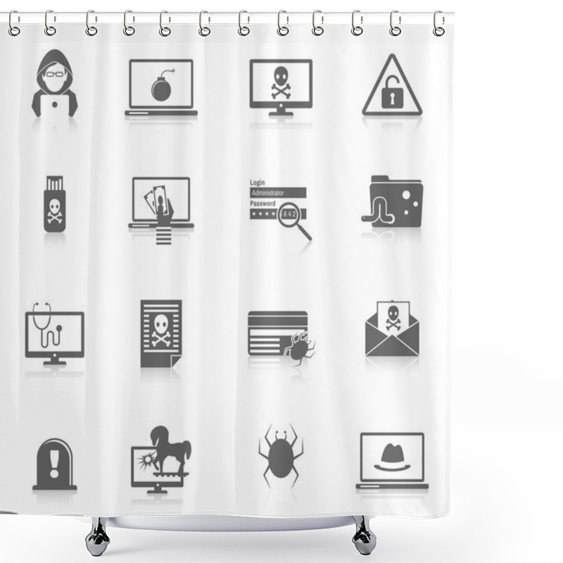 Personality  Hacker Icons Black Shower Curtains