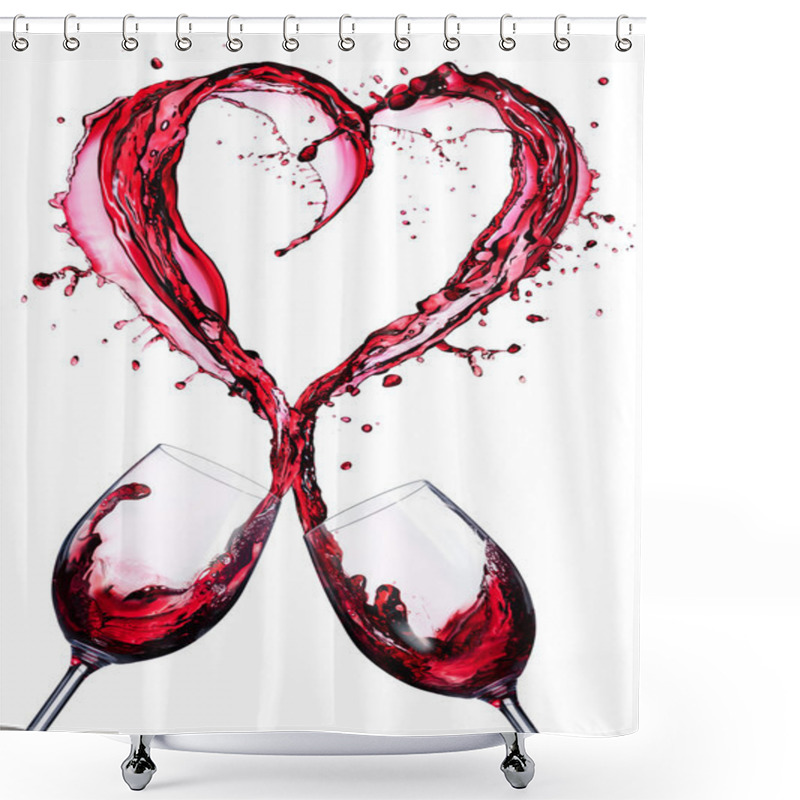 Personality  Romantic Toast Of Wine Red In Splashing In A Heart Shape Shower Curtains