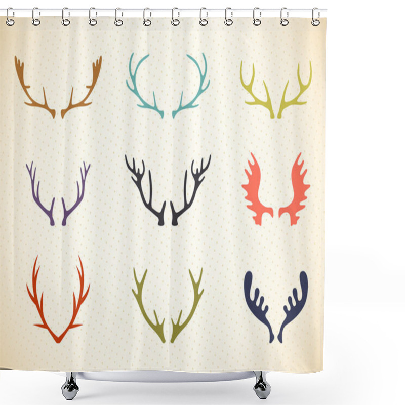 Personality  Reindeer Antlers Illustration In Vector. Shower Curtains