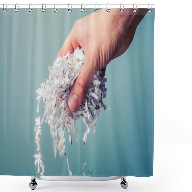 Personality  Hand With Shredded Paper Shower Curtains