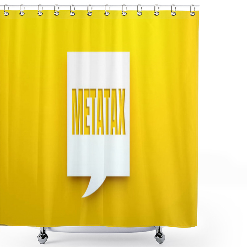 Personality  Metatax Text Message On Speech Bubble.Yellow Background. Shower Curtains