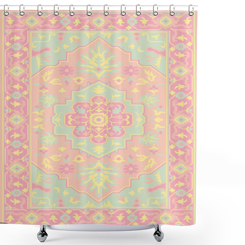 Personality  Carpet Bathmat And Rug Boho Style Ethnic Design Pattern With Distressed Woven Texture And Effect Shower Curtains