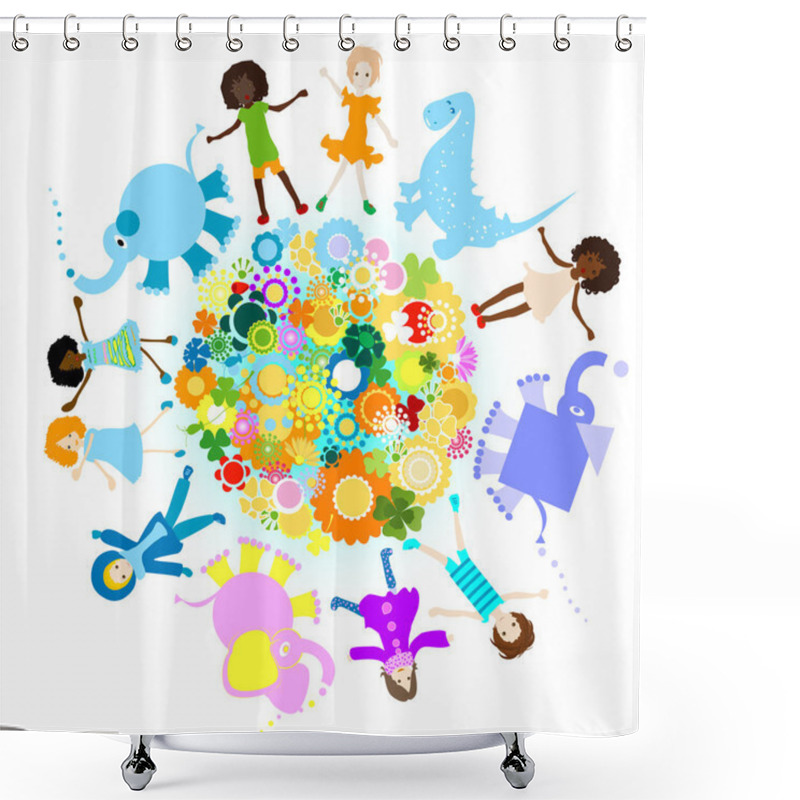 Personality  Happy Kids Shower Curtains