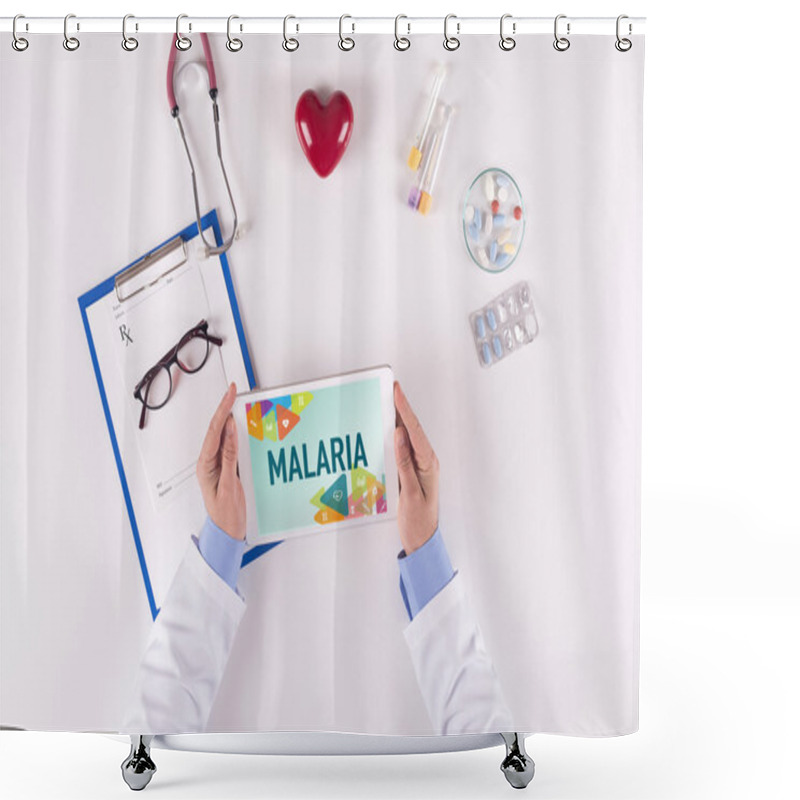 Personality  Doctor Holding Digital Tablet Shower Curtains