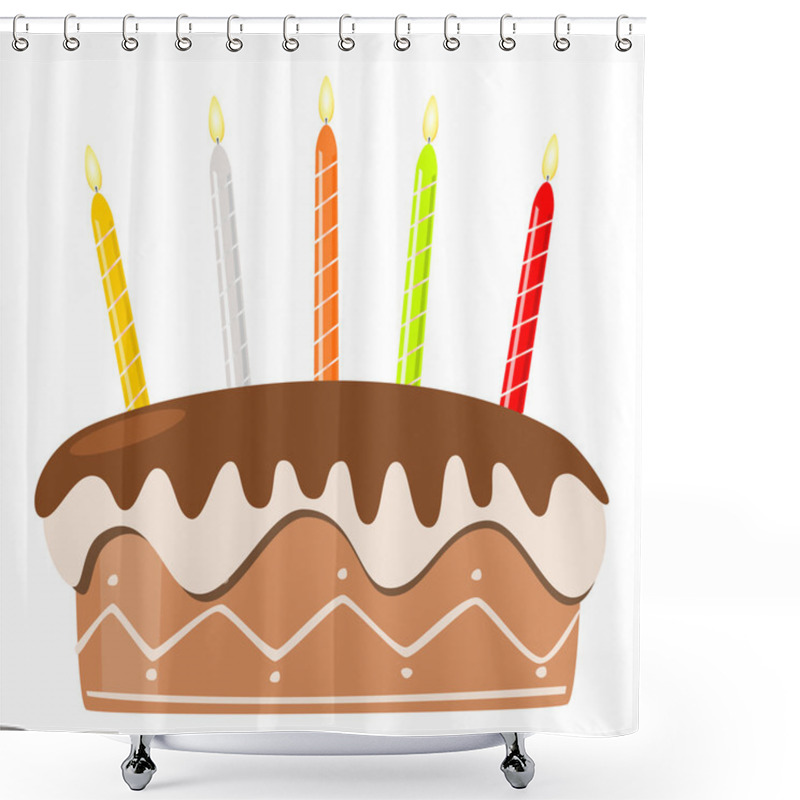 Personality  Vector Birthday Cake With Burning Candles Shower Curtains