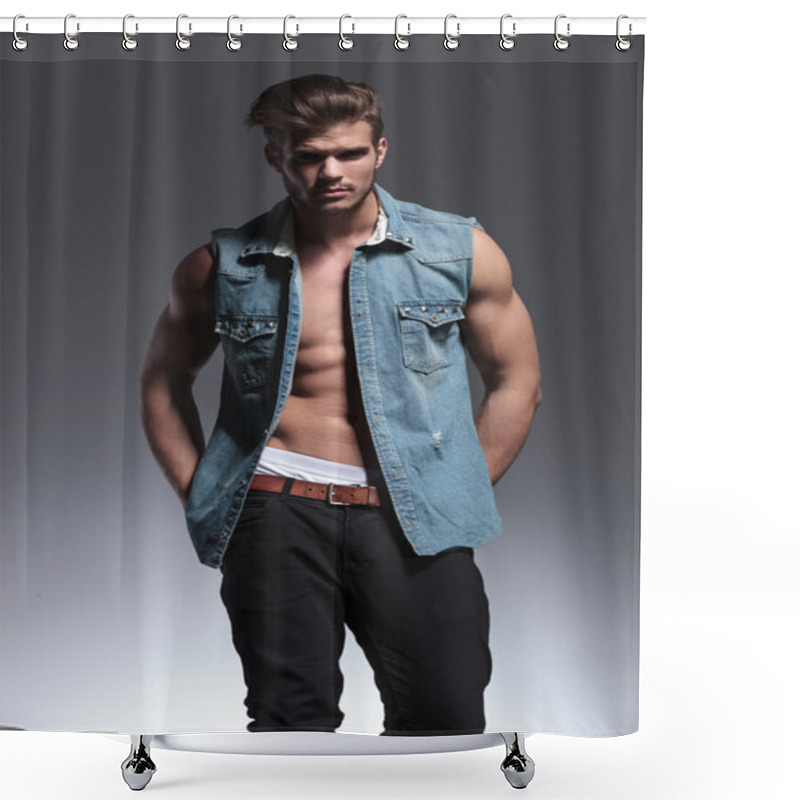 Personality  Handsome Man With Hands In Pockets Shower Curtains