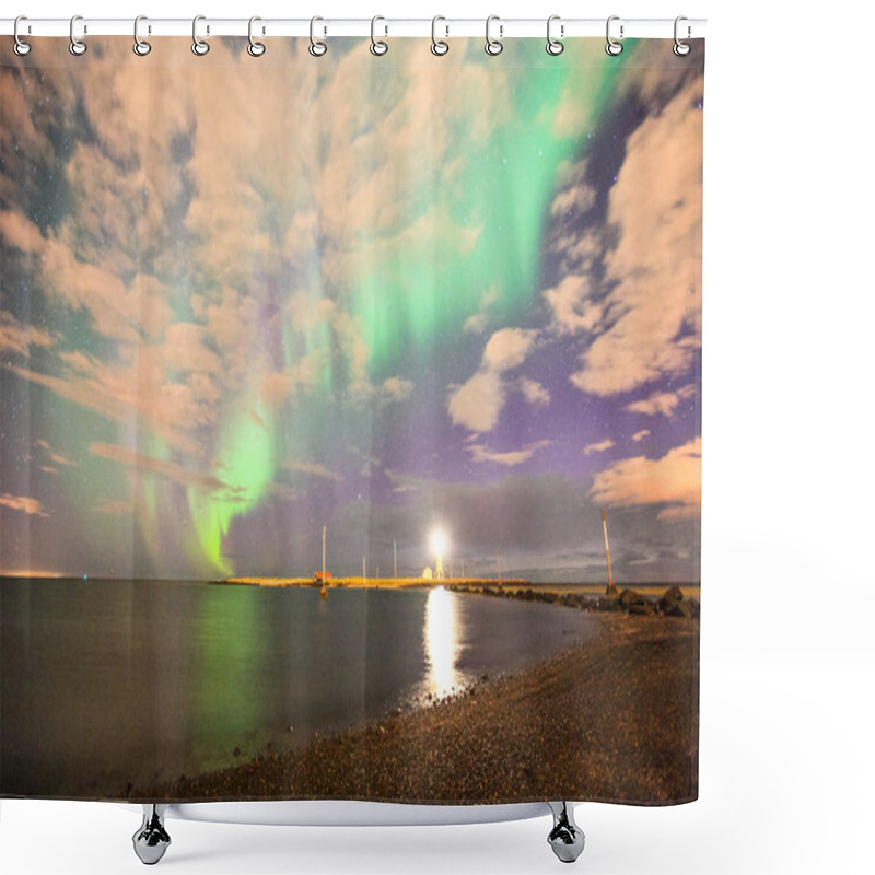 Personality  Reflection Of The Northern Lights In The Ocean Shower Curtains