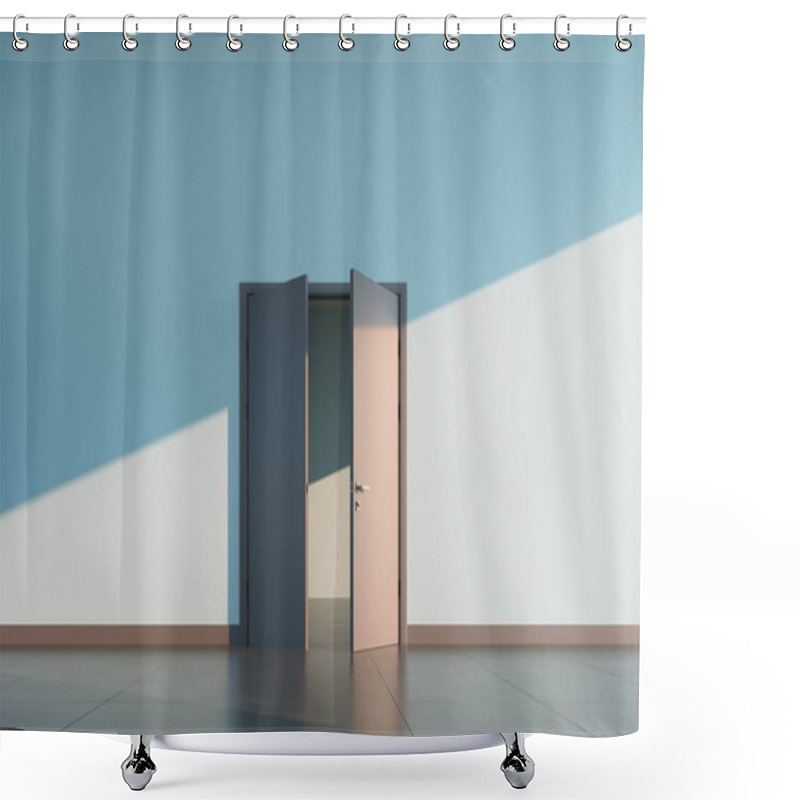 Personality  Partially Open Doors At Empty Public Space Shower Curtains