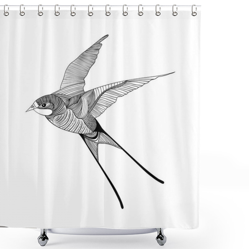 Personality  Zentangle Stylized Swallow Shower Curtains