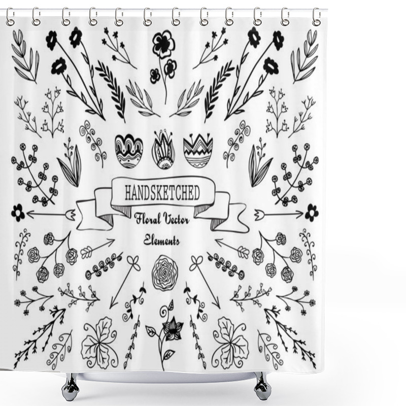 Personality  Hand-drawn Floral  Decorative Elements Shower Curtains