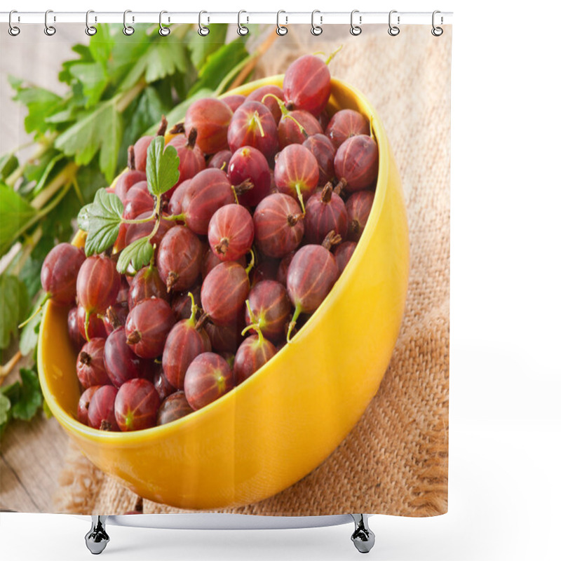 Personality  Red Gooseberries In A Yellow Bowl Shower Curtains