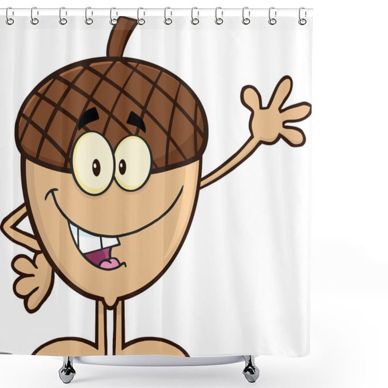 Personality  Smiling Acorn Cartoon Character Waving Shower Curtains