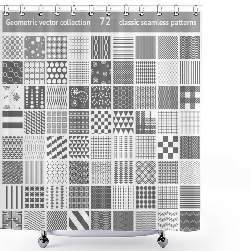 Personality  Set Of 72 Geometric Seamless Patterns Backgrounds Shower Curtains