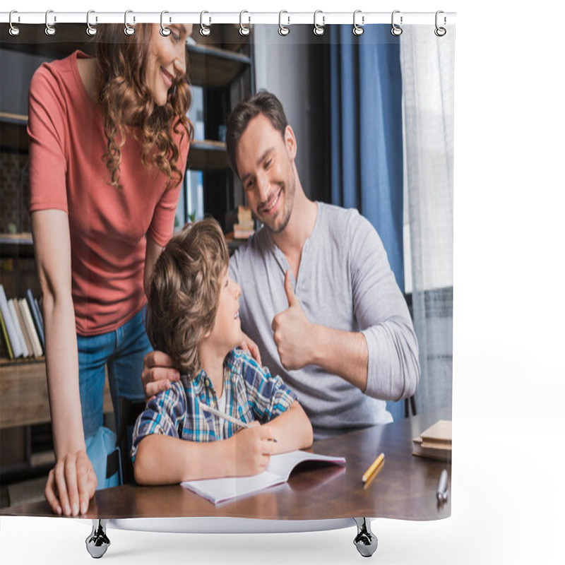 Personality  Parents Helping Son With Homework Shower Curtains