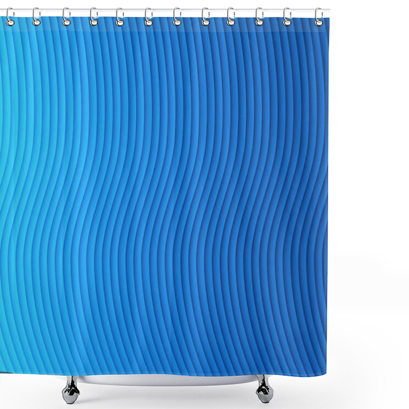 Personality  Blue Striped. Wavy Shape, Optical Illusion. Abstract Pattern Texture Design Element Background. 3d Lines Illustration  Shower Curtains