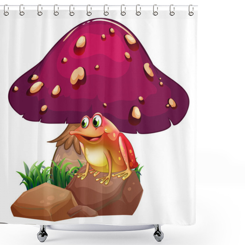 Personality  A Frog Below The Giant Mushroom Shower Curtains