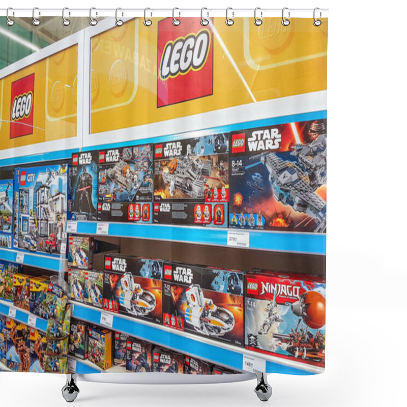 Personality  Lego On Supermarket Shelves Shower Curtains