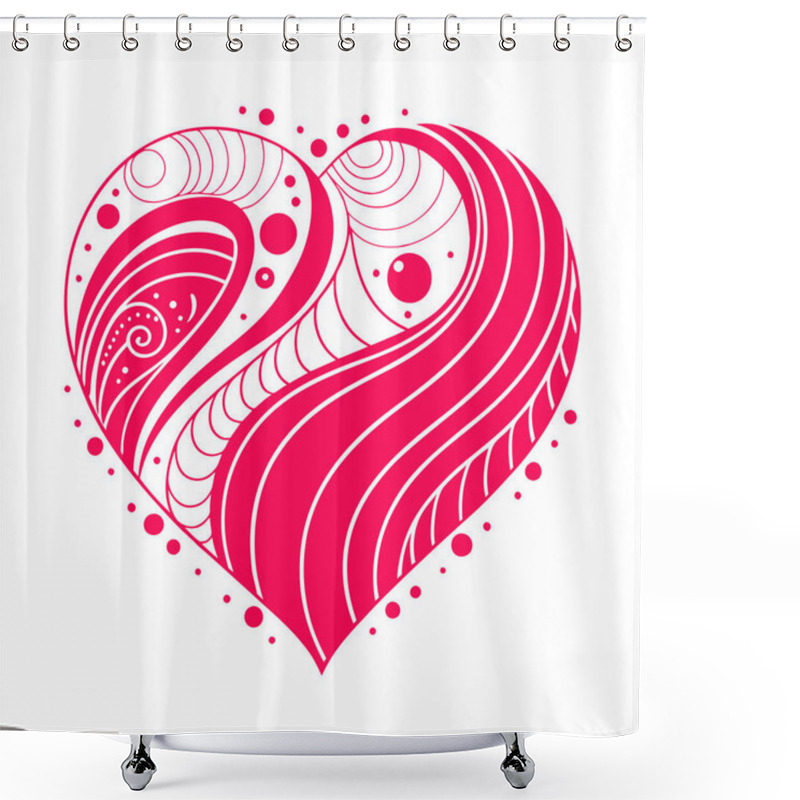 Personality  Heart-Shaped Waves And Curves. Abstract Design In Motion Shower Curtains