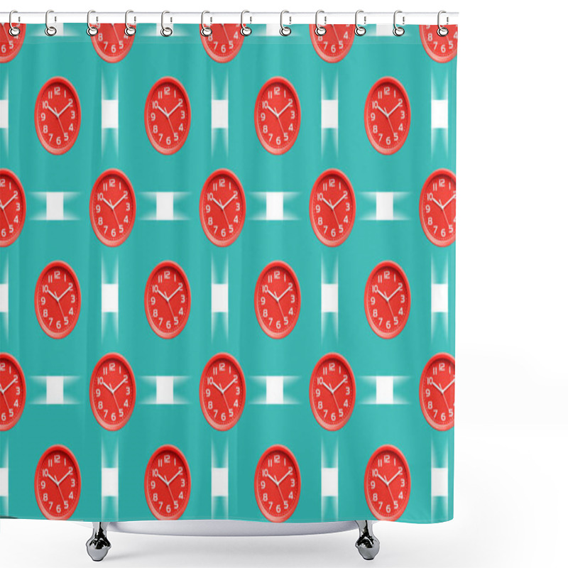 Personality  Red Table Clock Pattern Seamless. Shower Curtains