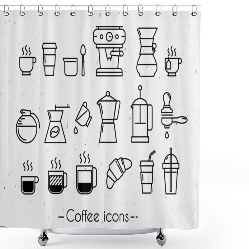 Personality  Coffee Icons With Paper Shower Curtains