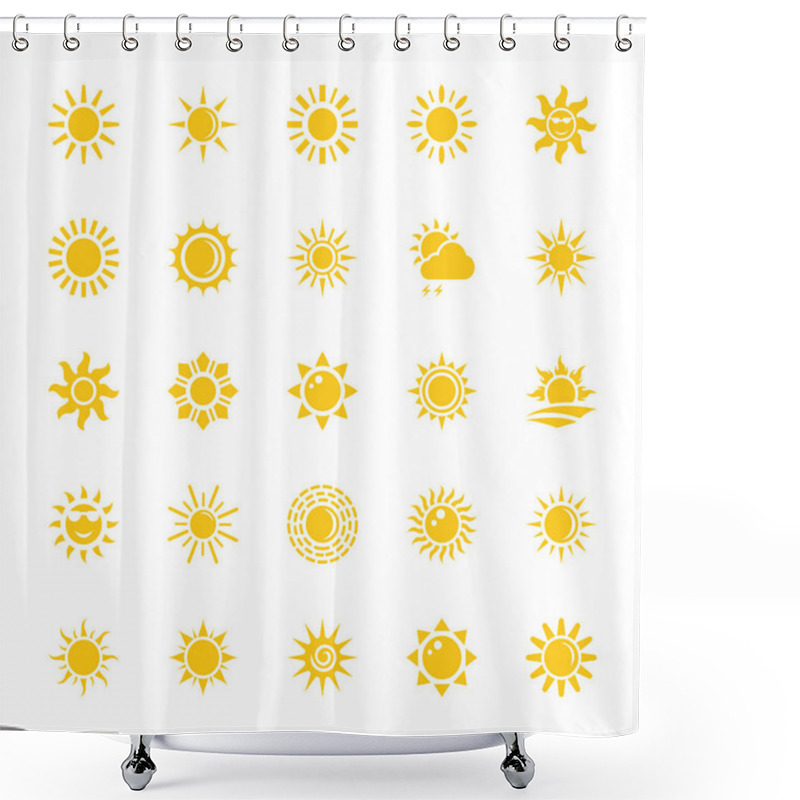 Personality  Sun Flat Icons Set Shower Curtains