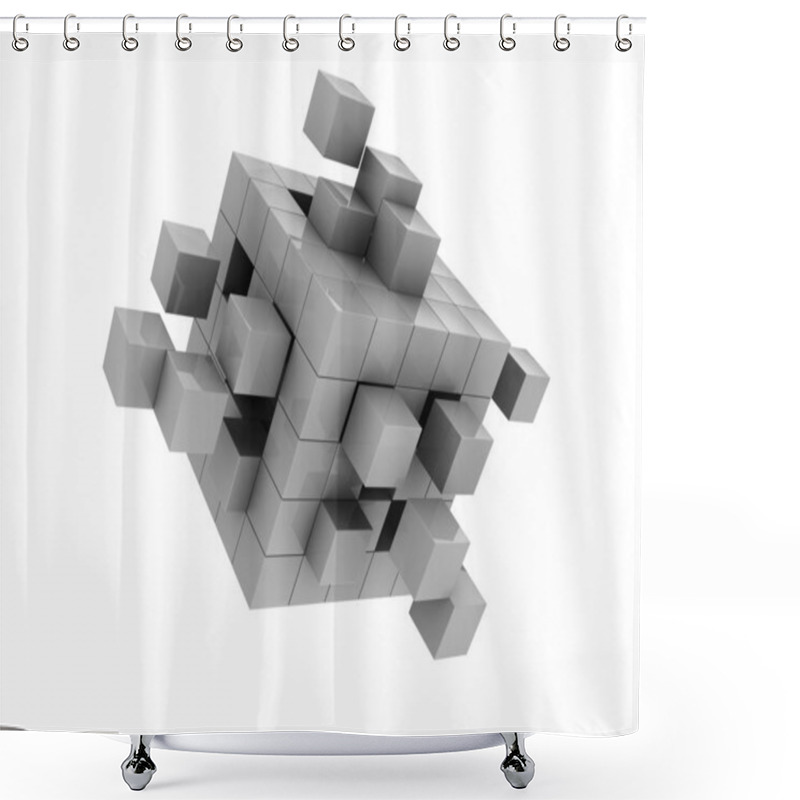 Personality  Cube Grey Shower Curtains