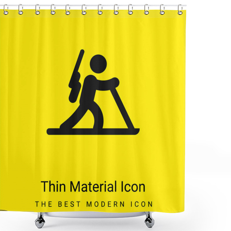 Personality  Biathlon Minimal Bright Yellow Material Icon Shower Curtains