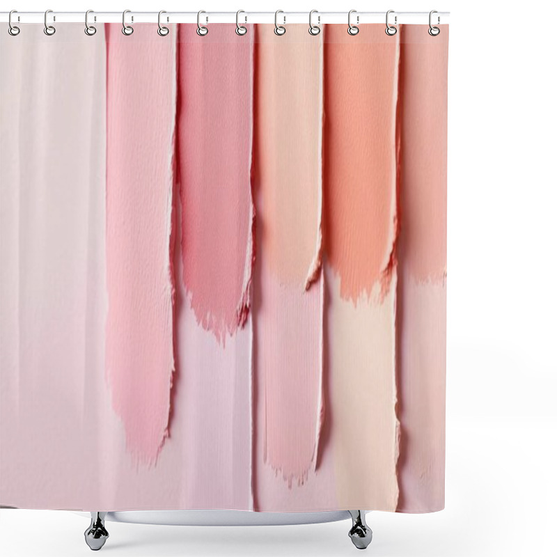 Personality  A Vibrant Display Of Pink Paint Swatches Showcasing A Gradient Of Soft Hues. Shower Curtains