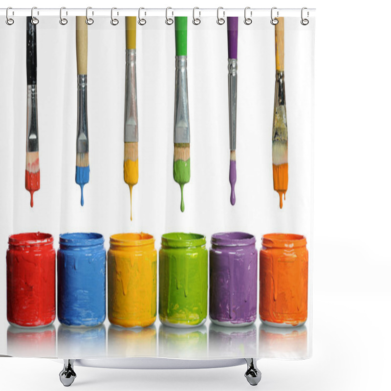 Personality  Paintbrushes Dripping Into Paint Containers Shower Curtains