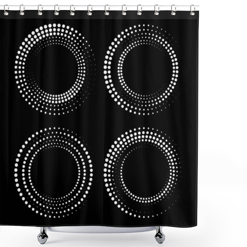 Personality  Set Of Vector White Halftone Dots In Circle Forms Shower Curtains