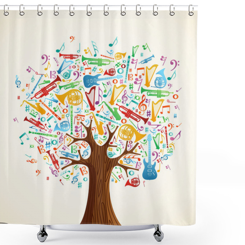 Personality  Abstract Musical Tree Made With Instruments Shower Curtains