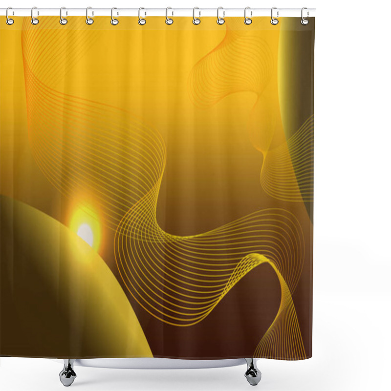 Personality  Modern Planetary Abstract Golden Background With Helix Spiral Lines And Sun. Galaxy Abstract Shower Curtains