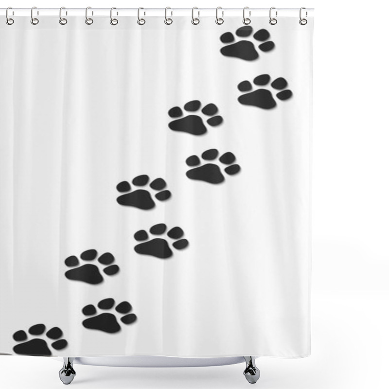 Personality  Traces Of A Dog In Black On A White Background. Soft Shadow. Vector Illustration Shower Curtains