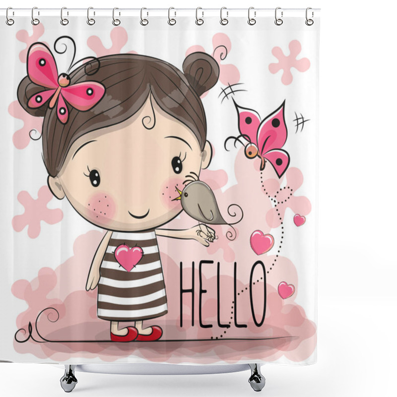 Personality  Cute Cartoon Girl Shower Curtains