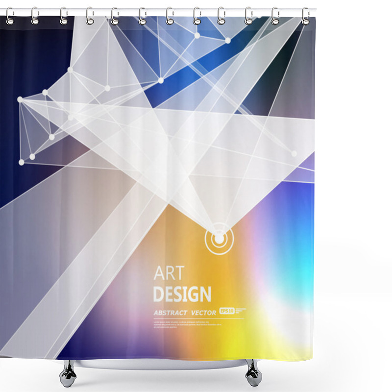 Personality  Abstract Composition, Futuristic Technology, Rainbow Blue Font Texture, White Cybernetic Dots, Creative Banner Figure, Wallpaper, Outer Space Flyer Fiber, Neon Star Light Matrix Backdrop, Vector Art Shower Curtains