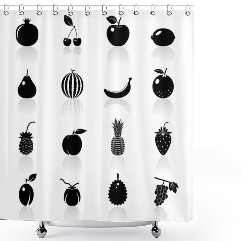 Personality  Fruits And Berries, Vector Icons Set Shower Curtains