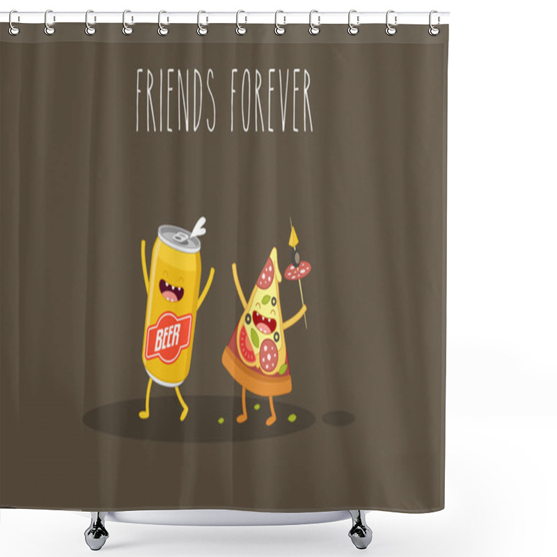 Personality  Pizza And Beer. Fastfood. Shower Curtains