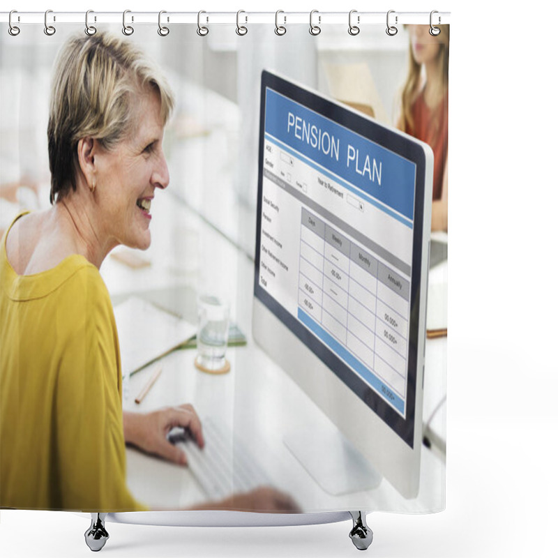 Personality  Business Woman Working With Computer Shower Curtains