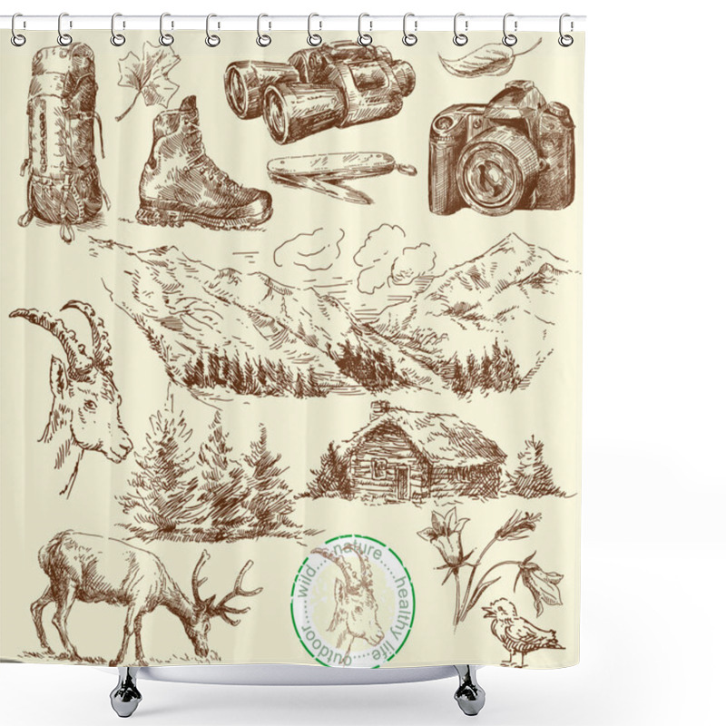 Personality  Outdoor Collection-original Hand Drawn Set Shower Curtains