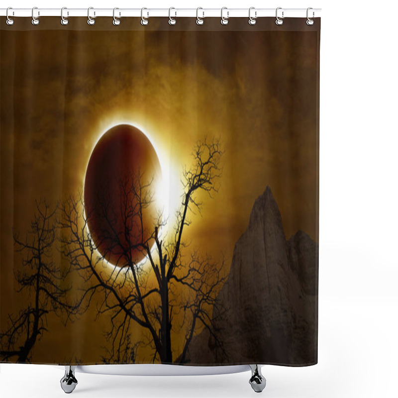 Personality  Total Solar Eclipse In Dark Glowing Sky Shower Curtains