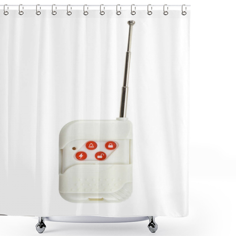 Personality  Security System Remote Control With Telescopic Antenna Isolated On A White Background Shower Curtains