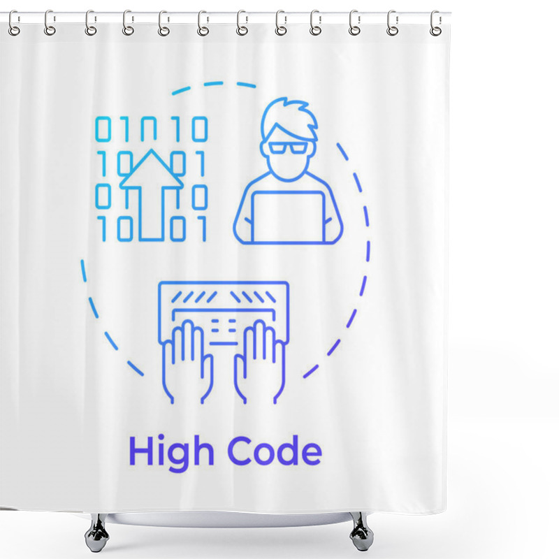 Personality  High Code Blue Gradient Concept Icon. App Development Approach Of RPA. Automating Routine Programming Tasks. Round Shape Line Illustration. Abstract Idea. Graphic Design. Easy To Use In Article Shower Curtains