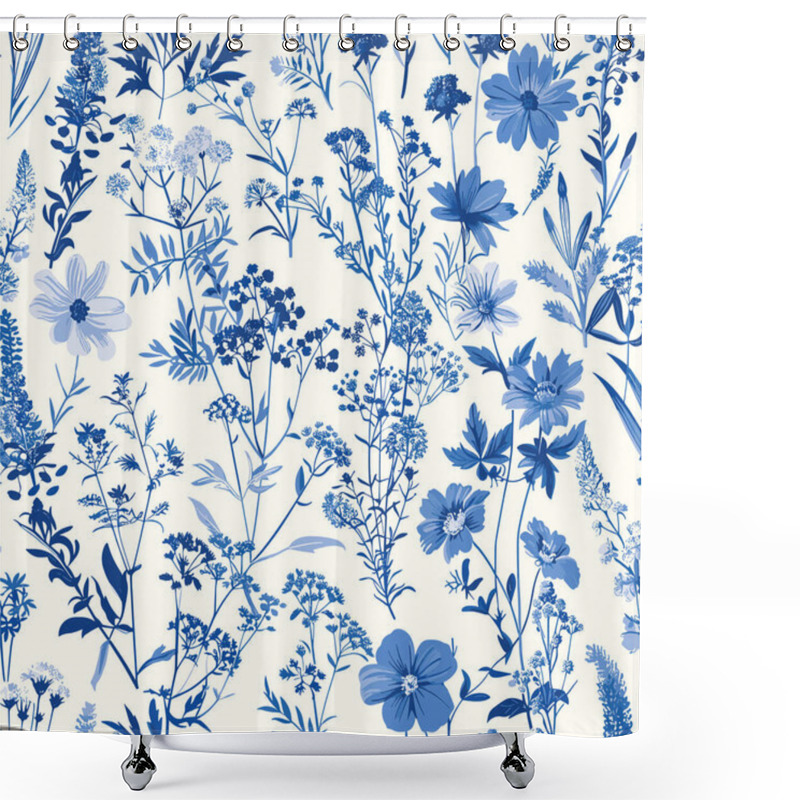 Personality  Featuring Delicate Florals, Wildflowers, And Romantic Motifs, This Seamless Pattern Is Crafted To Perfection. Shower Curtains