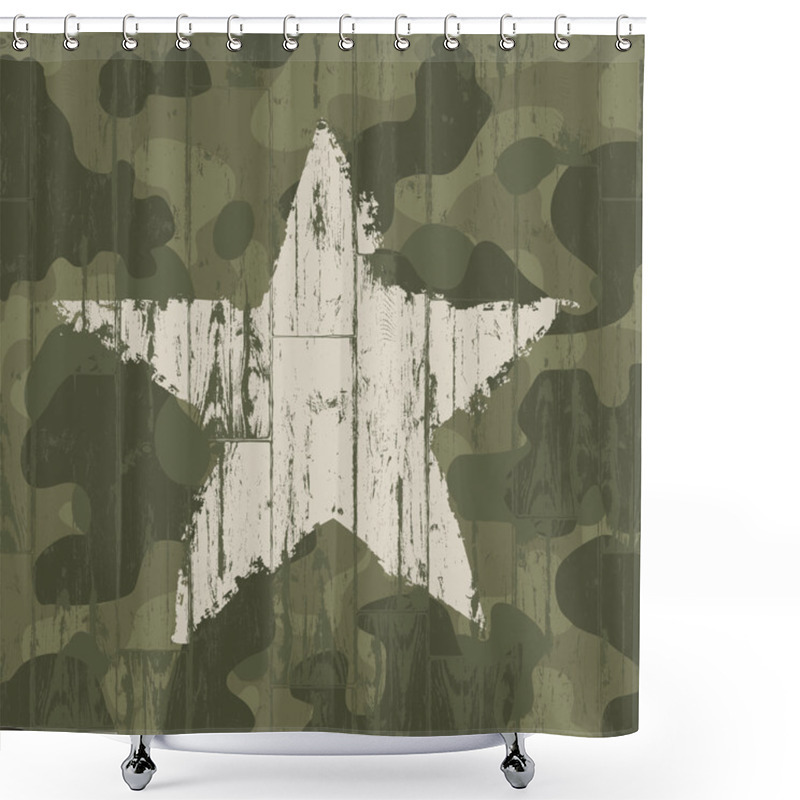 Personality  Military Camouflage Background With Star. Vector, EPS10. Shower Curtains