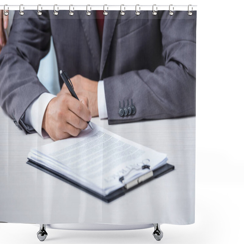 Personality  Businessman Signing Contract  Shower Curtains