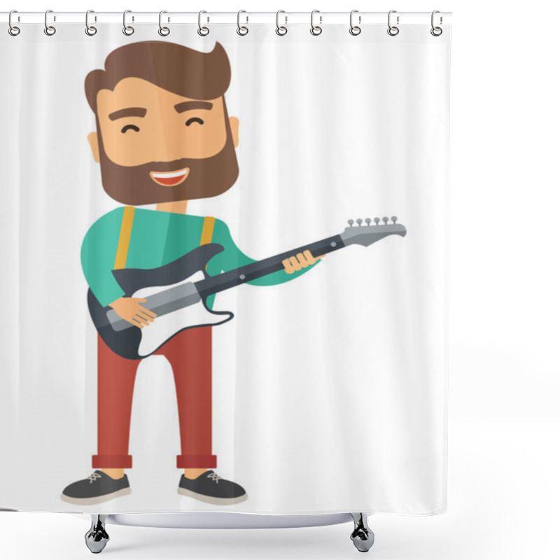 Personality  Musician Is Playing Electrical Guitar Shower Curtains