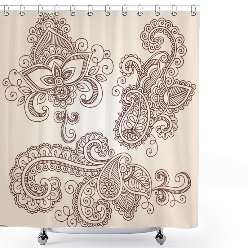 Personality  Henna Mehndi Tattoo Doodles Vector Design Elements Shower Curtains