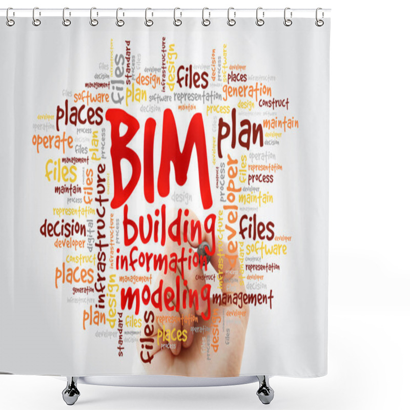 Personality  Hand Writing Building Information Modeling Shower Curtains